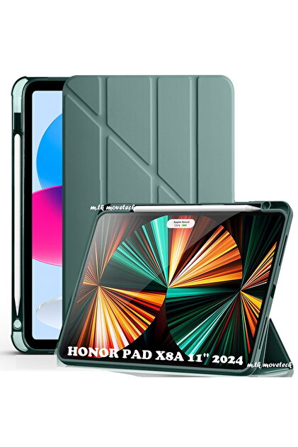 Honor Pad X8B/X8A 11 inç Uyumlu Tablet Kılıf Yumuşak Kalem Bölmeli Akıllı Uyku Modlu Standlı Kapak