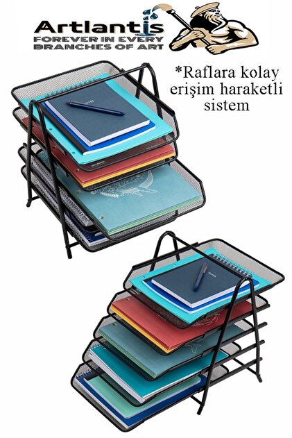 ファイルセット　ミステリーボックス　れんげき　まとめ売り Artlantis 5 li Metal Evrak Rafı Siyah 1 Paket Masaüstü A4 Dosya