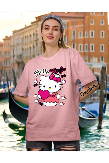 oneagılyazı Hello Kitty Baskılı Kadın Oversize T-Shirt - Fiyatı