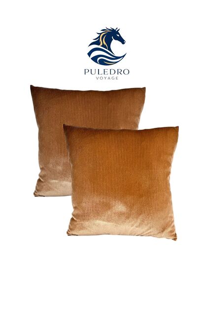 2 li Set Yumuşak Kadife Dekoratif Kare Kırlent Kılıfı Yastık Kılıfı 45x45 cm