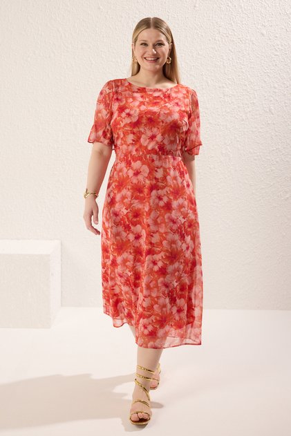 Multicolour Floral A-line Midi Woven Dress TBBSS23AH00274