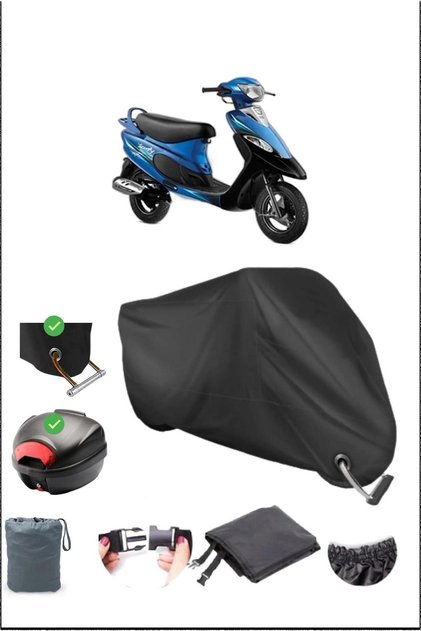 أسود TVS SCOOTY PEP PLUS غطاء خلفي متوافق مع القماش المشمع المقاوم للماء (دراجة نارية)