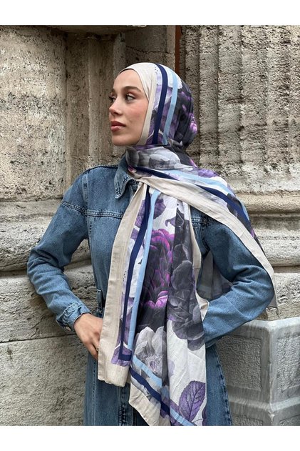 Gül Desen Bambu Şal