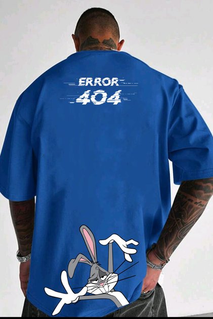 Error 404 Baskılı Oversize T-shirt