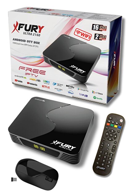 FURY Android Tv Box - Çanaksız Tv Izleme - Medya Oynatıcı 16gb