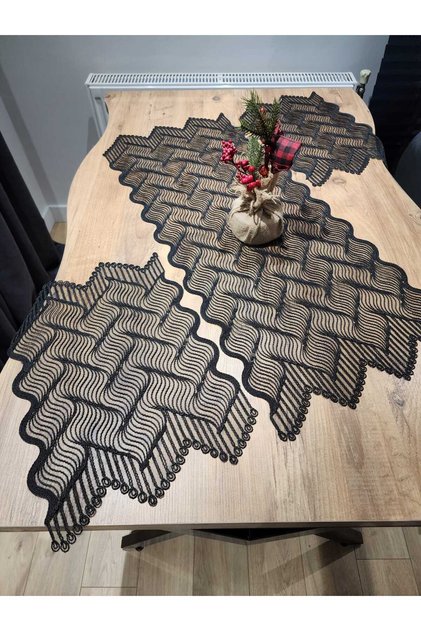 طقم غرفة نوم منسوجات منزلية مكون من 3 قطع من كوردين طبيعي مقاس 95 × 40 منديل 47 × 32