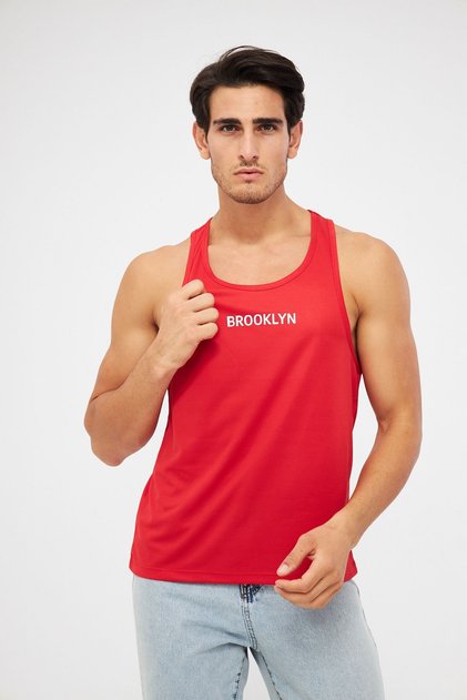 Men's Athlete's Undershirt Printed Red Color