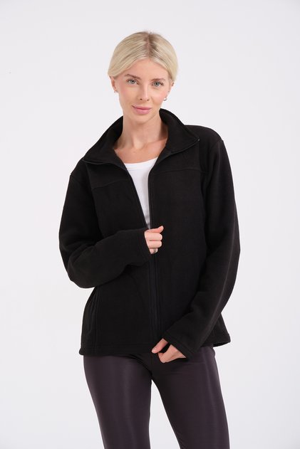Women's Black Full Zip Sweatshirt with Side Pocket Thick and Keeps Warm