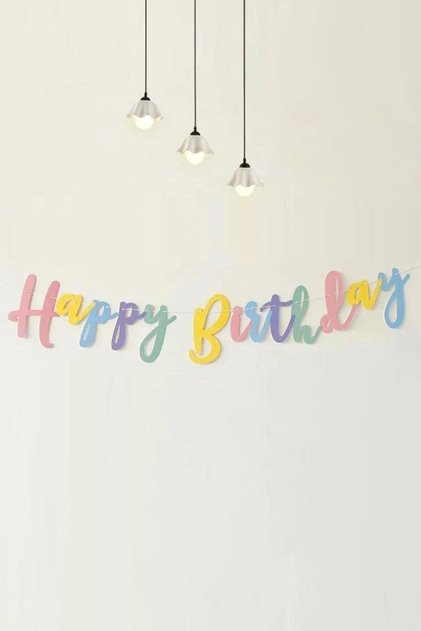 Çok Renkli Happy Birthday Banner
