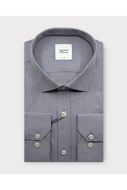 Men Regular Fit Oxford Gray Shirt 3721g