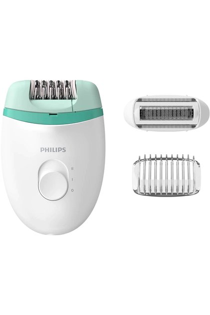 Epilator Philips Satinelle BRE245/00, 2 viteze, cap de epilare lavabil, 2 accesorii, Alb