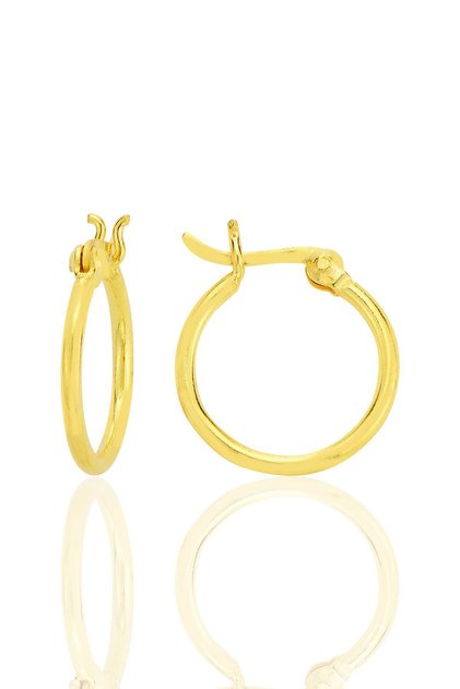 Gümüş altın yaldızlı 16 mm balta kilit şarnel halka küpe SGTL12758GOLD