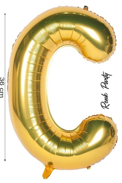 Foil Balloon Letter C Helium Balloon 36 cm Gold Color - Letter C Balloon - Letter Foil Balloon - 16 Inch