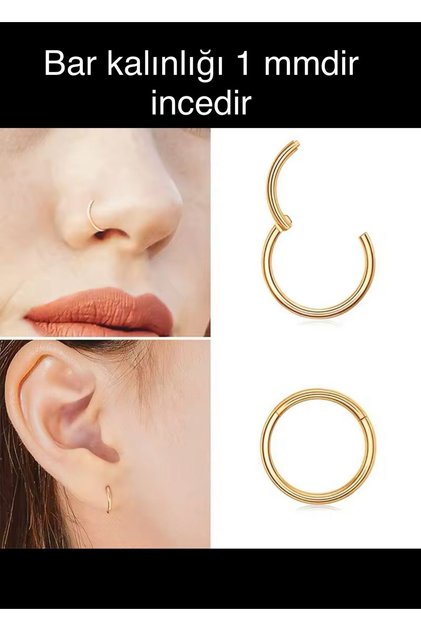 316l çelik 1 mm kalınlıkta ince düz tragus kıkırdak burun conch rook uyumlu piercing küpe 1 adet