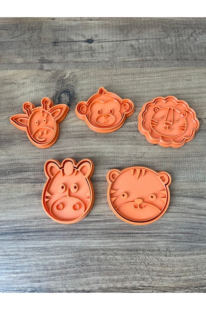 Safari/Forest Animals Shaped Cookie Mold and Stamp Set - 5-Piece