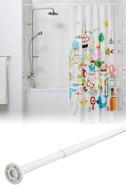 Bathroom Curtain Rod 120-200cm Compressive Adjustable Straight White Lc021