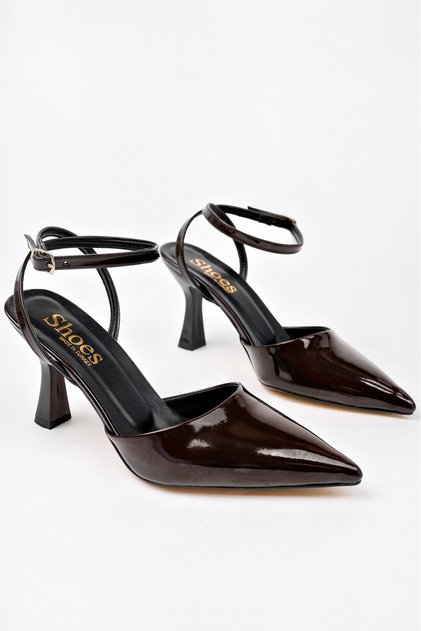Women's Bitter Brown Ankle Detailed Elegant Thin Heeled Shoes