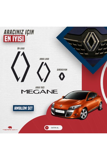 Megane 3 (2008-2013) Yeni Tarz Amblem Kaplama Sticker - Piano Black, Siyah