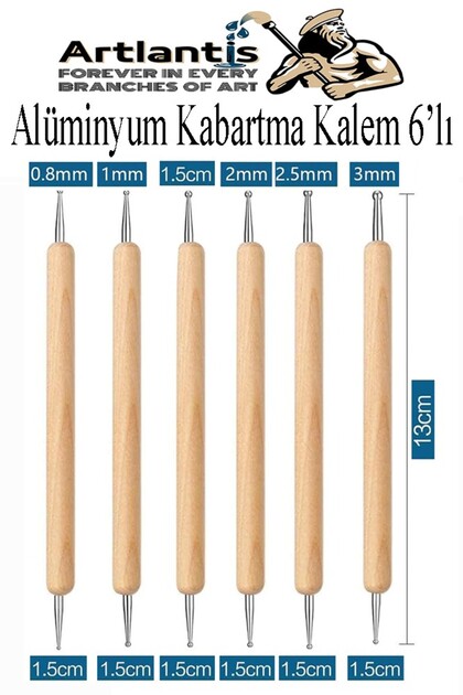 Ahşap Alüminyum Kabartma Kalemi 6 lı 1 Paket Aliminyum Folyo Kabartma Çift Uçlu İzleme Noktalama Kal