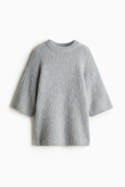 Short-sleeved mohair-blend jumper