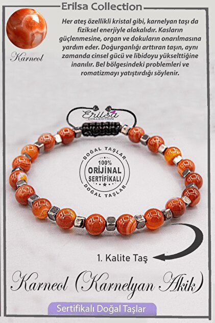 Erilsa Sertifikalı AAA+ Kalite Gerçek Terahertz - Karnelyan Akik