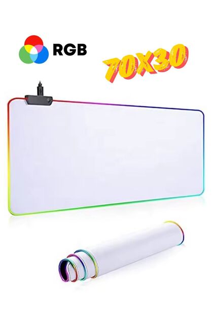 Rgb Beyaz Speed Yüzey Mouse Pad 70x30 Cm 13 Farklı Renk Modu Su Geçirmez Oyuncu Gaming Xl Mousepad