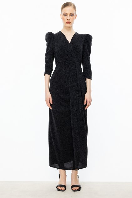 Mi Double Breasted Neckline Glitter Dress