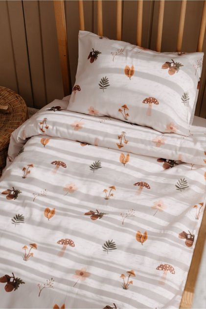 Single Child Duvet Cover Set (160X220), Organic Cotton Satin - Forest