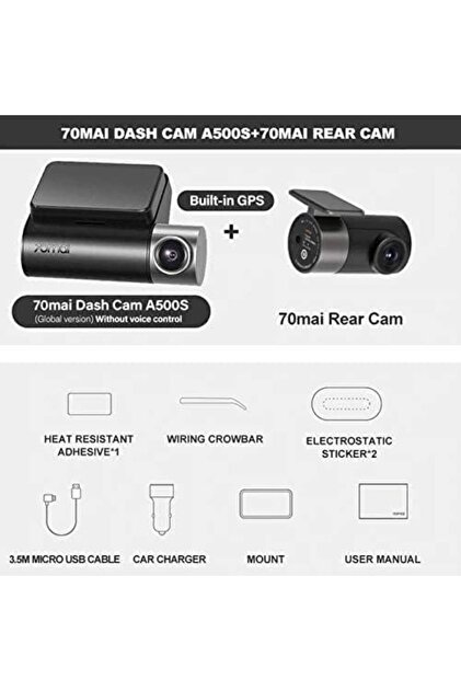 70MAİ Akıllı Dash Cam Pro Plus Setleri A500S, 5MP Çözünürlük, WiFi