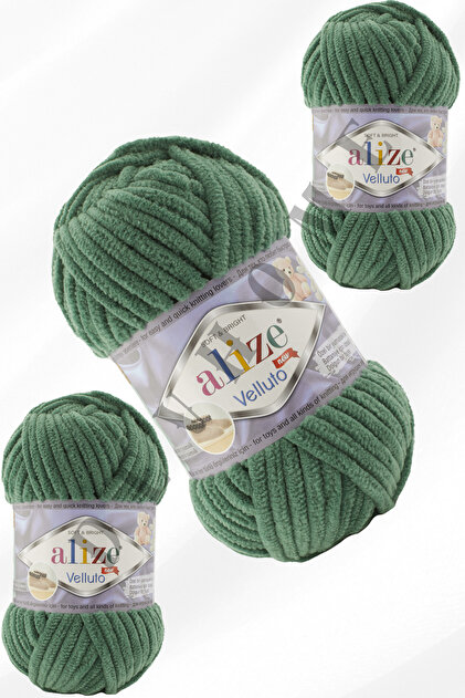 Alize Velluto Velvet Hand Knitting Rope Cardigan Booties Home Boots Scarf Hat Blanket Slippers 3 Pieces
