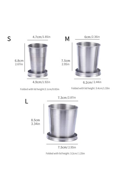 Medium 150ML Outdoor Portable Outdoor Camping Portable Metal Stainless Steel Telescopic Cups Folding
