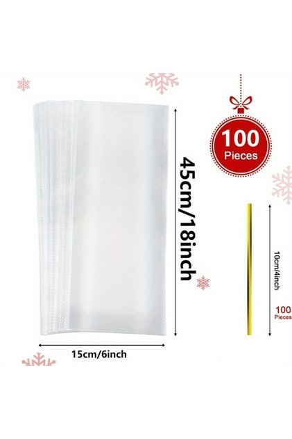 15X45cm 100pcs 100pcs Clear Plastic Bags Cellophane Gift Bags for Wrapping Gifts Wine Present Candy