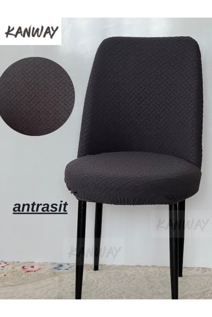 Kitchen Chair Cover Small Oval Jacquard Washable Stretch Elastic Chair Cover 1 Piece