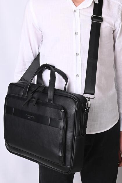 01Pc00111-Black Unisex Laptop and Document Bag, Black.