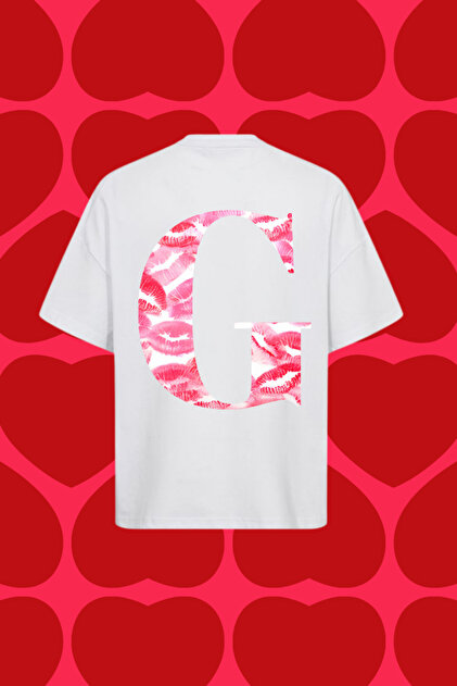 Letter g Kiss Printed Oversize Unisex T-Shirt