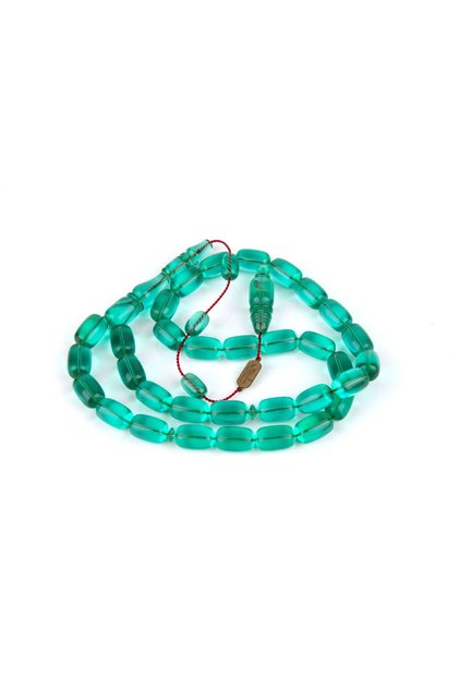 Dice Amber (Block) Capsule Cut 8X12.5Mm Rosary - Water Green