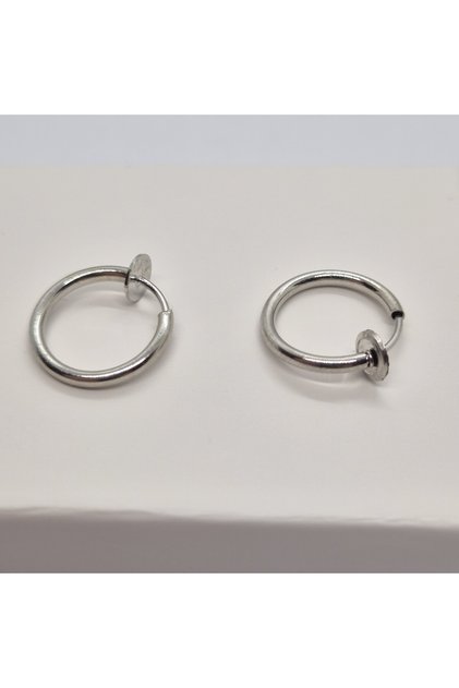 Stainless Steel Compression Fake Perforation Free (12 mm) Hoop Earrings (Thickness:1 mm)