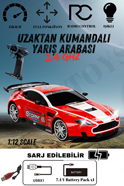 kosetoys Uzaktan Kumandalı Araba Yarış Rally Full Fonksiyon Şarj