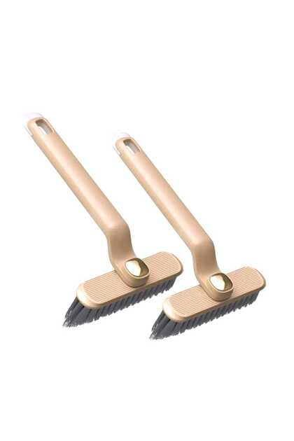2Pcs Brown Multifunctional 360 Degree Rotating Crevice Corner Cleaning Brush