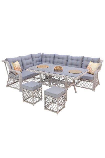 Serena X | Rattan İki Puflu L Bahçe Köşe Takımı | 111