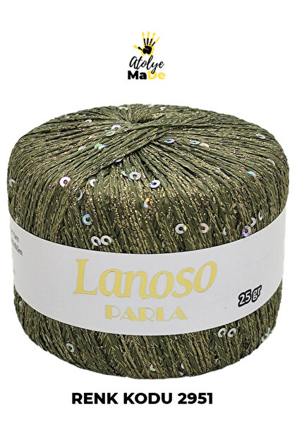 Parla 2951 - Yumuşak Simli Pullu El Örgü İpi - %75 Glitter Yarn %25 Payette&Sim 217mt 25gr TEK YUMAK