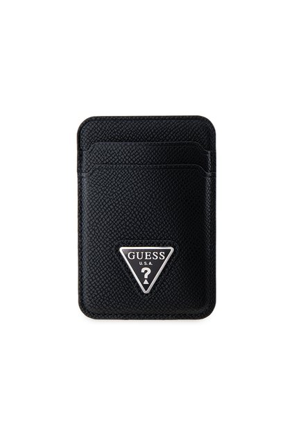 Licensed Leather Magnetic Card Holder 2 Compartment Triangle Logo Black