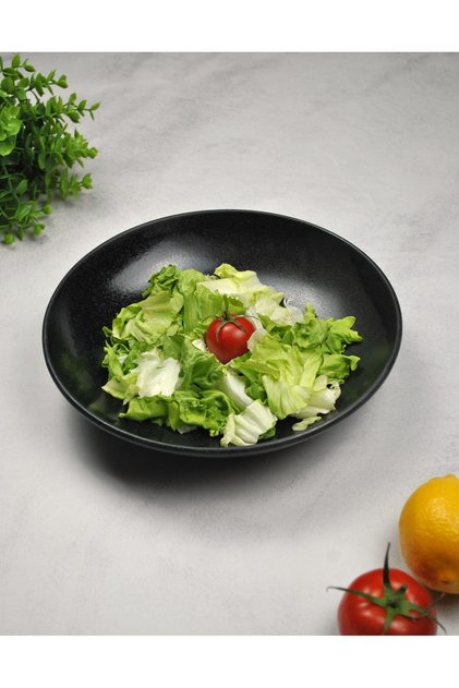 1 piece porcelain salad plate 25 cm deep serving plate presentation bowl - black