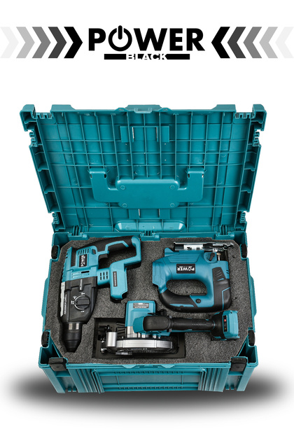 POWER BLACK Süper 6 Lı Set Dekupajlı 4 Bataryalı Sandık Çantalı