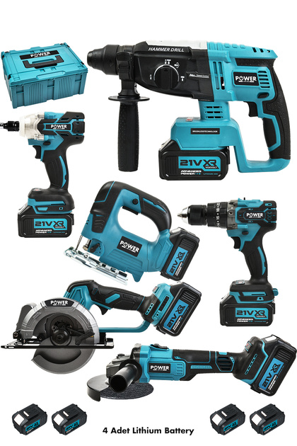 POWER BLACK Süper 6 Lı Set Dekupajlı 4 Bataryalı Sandık Çantalı