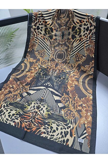 Etnik Leopar Desenli Pamuk Soft Şal