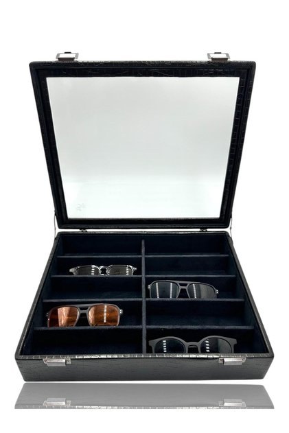 Diji 10-Piece Crocodile Black Glasses Box and Case