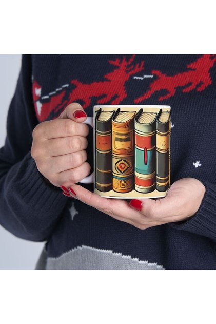 3D kitap kupa bardak kitaplık kupa bardak mug arkadaşa hediye