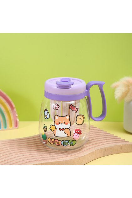 Strainer Cup Water Bottle, Adhesive and Straw, 15X13 - Purple-