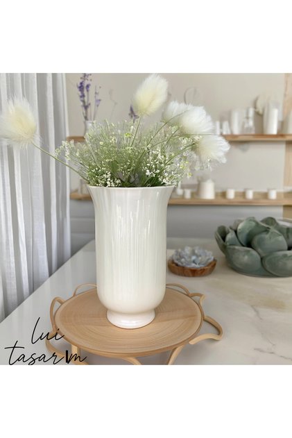 White Modern Stylish Large Size XL Glass Vase 30 cm Special Design Trend Avant-Garde Model